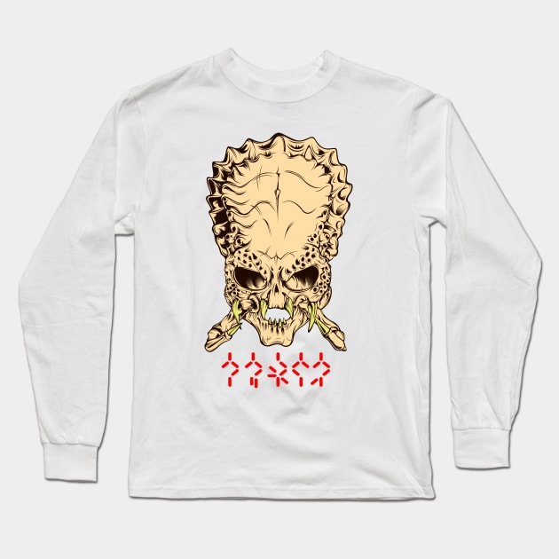 Predator skull and red signs Long Sleeve T-Shirt by FigureHQStudio
